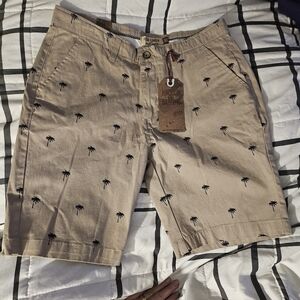 Hudson & Barrow Khaki ‘Palm Tree’ Print Golf Shorts - Men’s Size 30